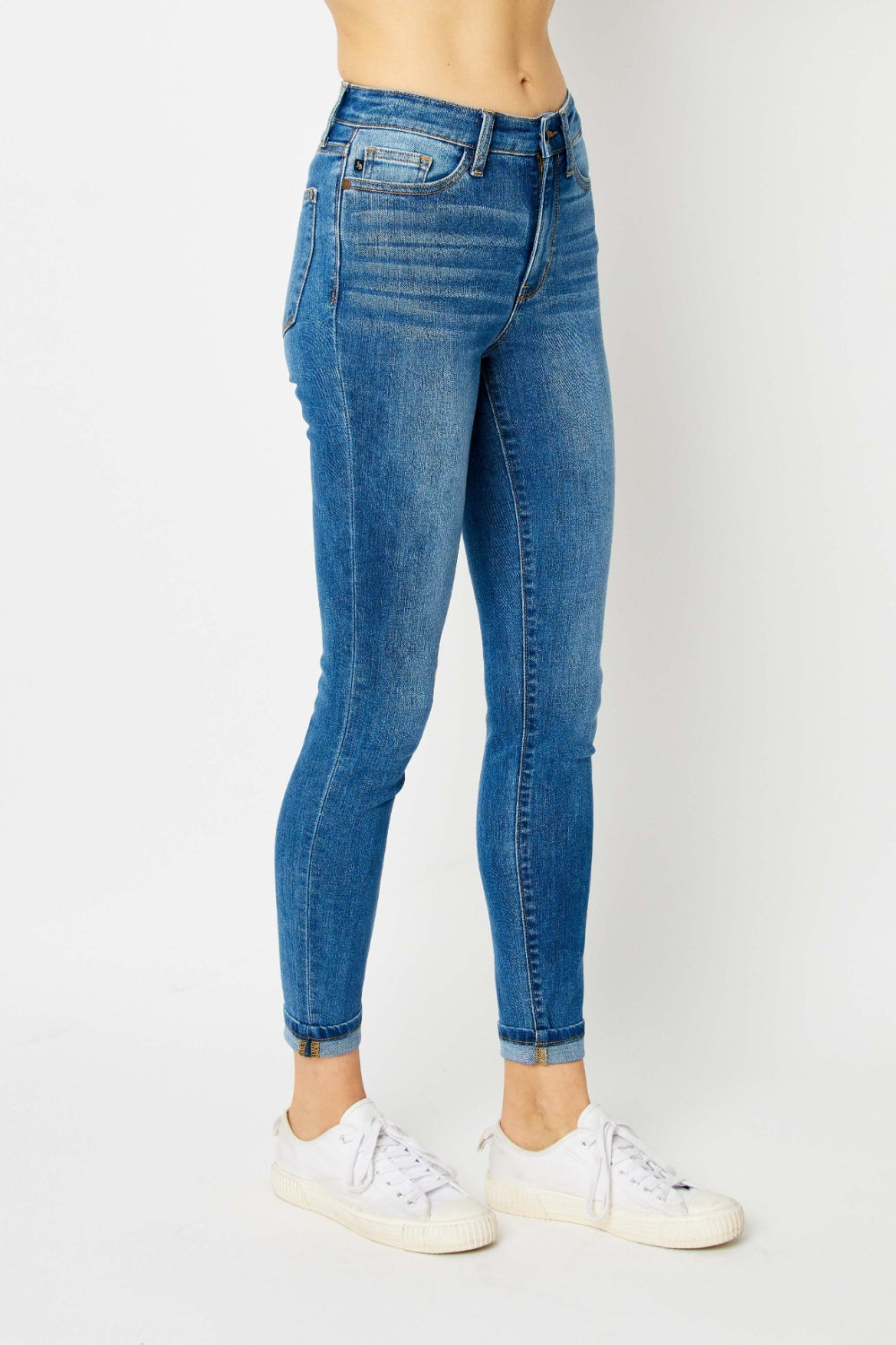 Judy Blue Full Size Cuffed Hem Skinny Jeans-Bottoms-Trendsi-JipsiJunk