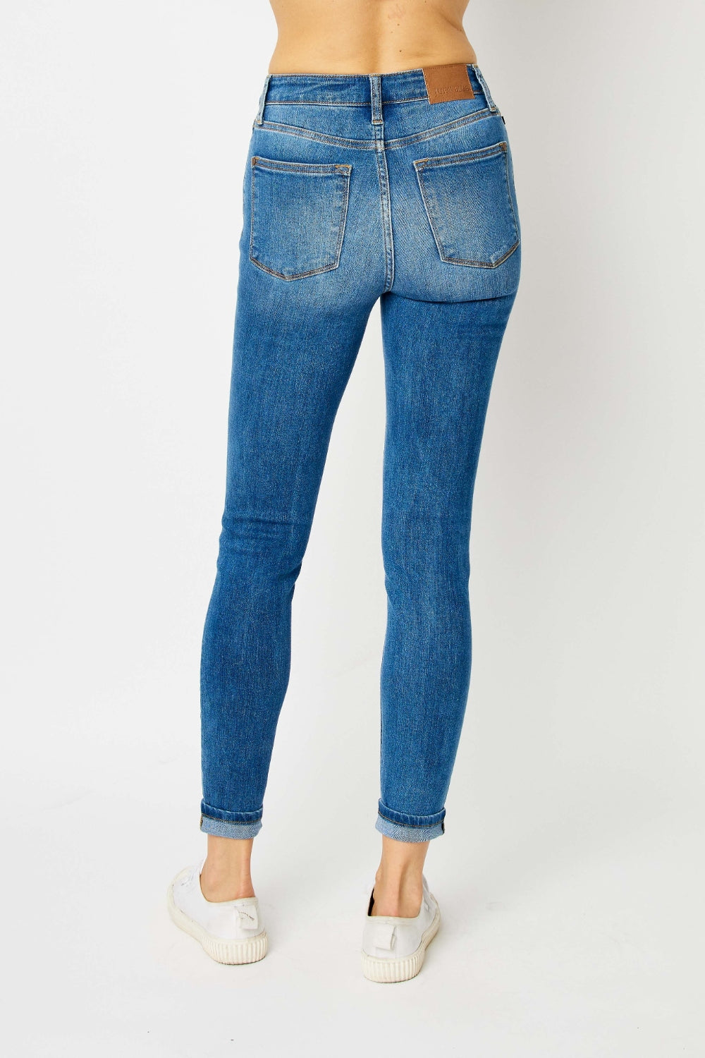 Judy Blue Full Size Cuffed Hem Skinny Jeans-Bottoms-Trendsi-JipsiJunk