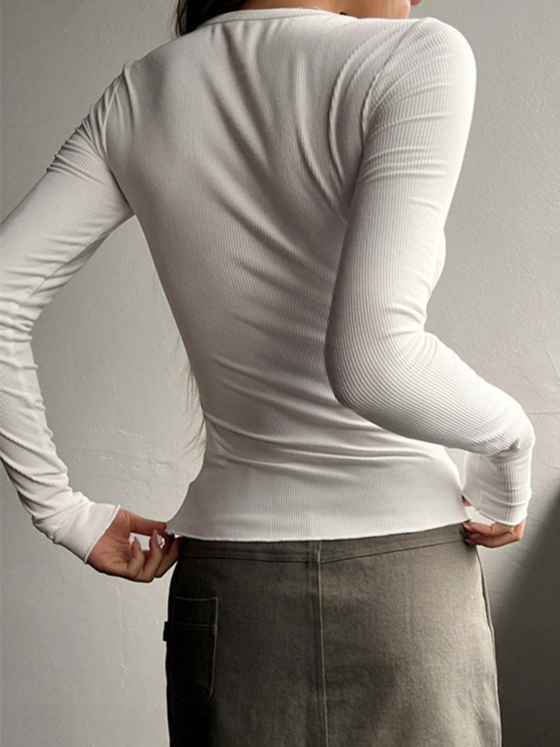 Half Button Long Sleeve T-Shirt-Trendsi-JipsiJunk