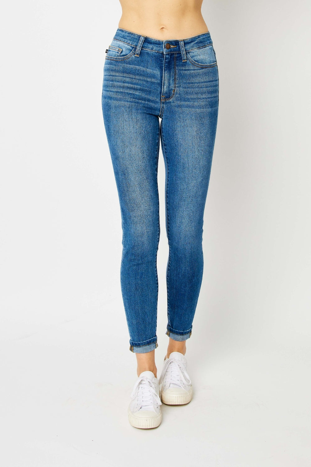 Judy Blue Full Size Cuffed Hem Skinny Jeans-Bottoms-Trendsi-JipsiJunk