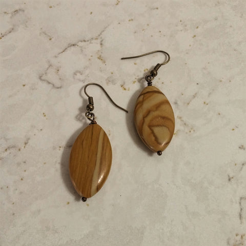MARQUISE CUT PICTURE JASPER GEMSTONE EARRINGS-EARRINGS-Jipsi Junk-JipsiJunk