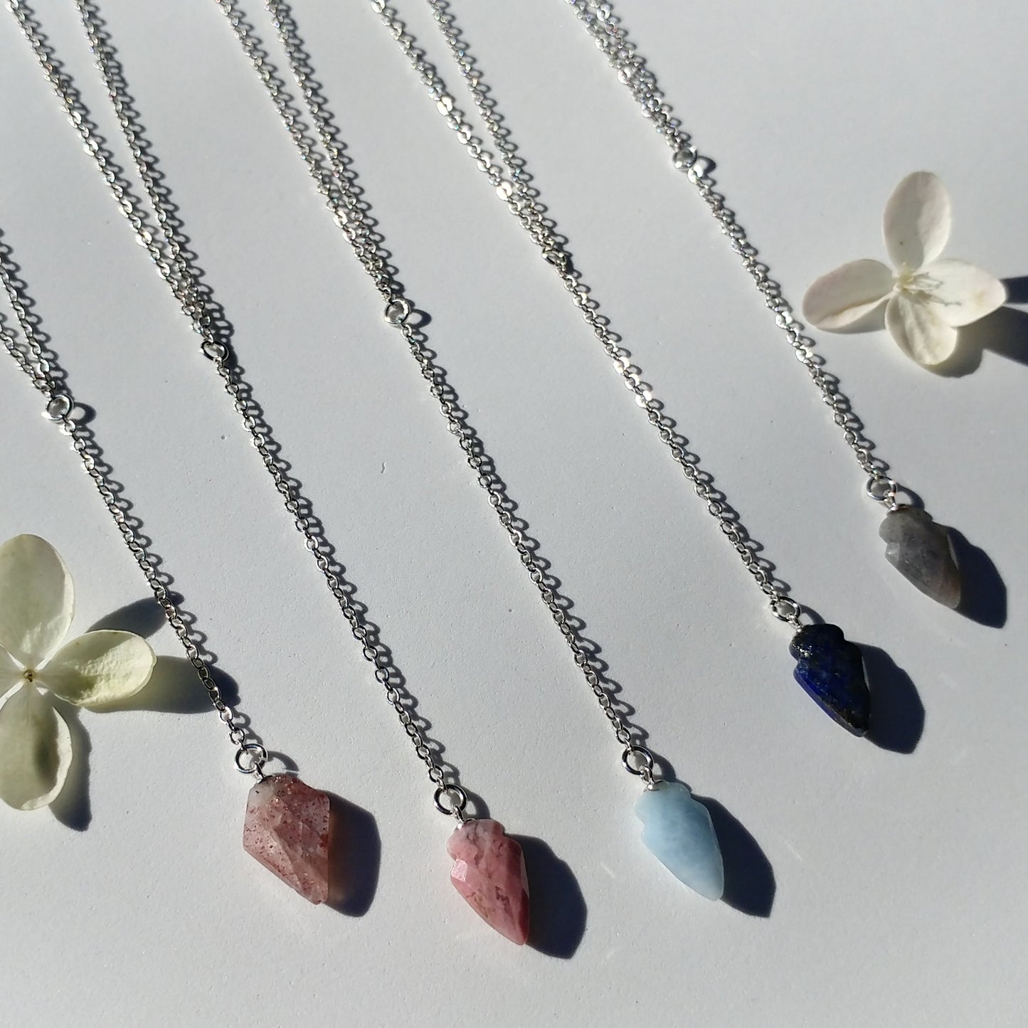 LABRADORITE TINY SHIELD LARIAT NECKLACE-NECKLACES-Jipsi Junk-JipsiJunk