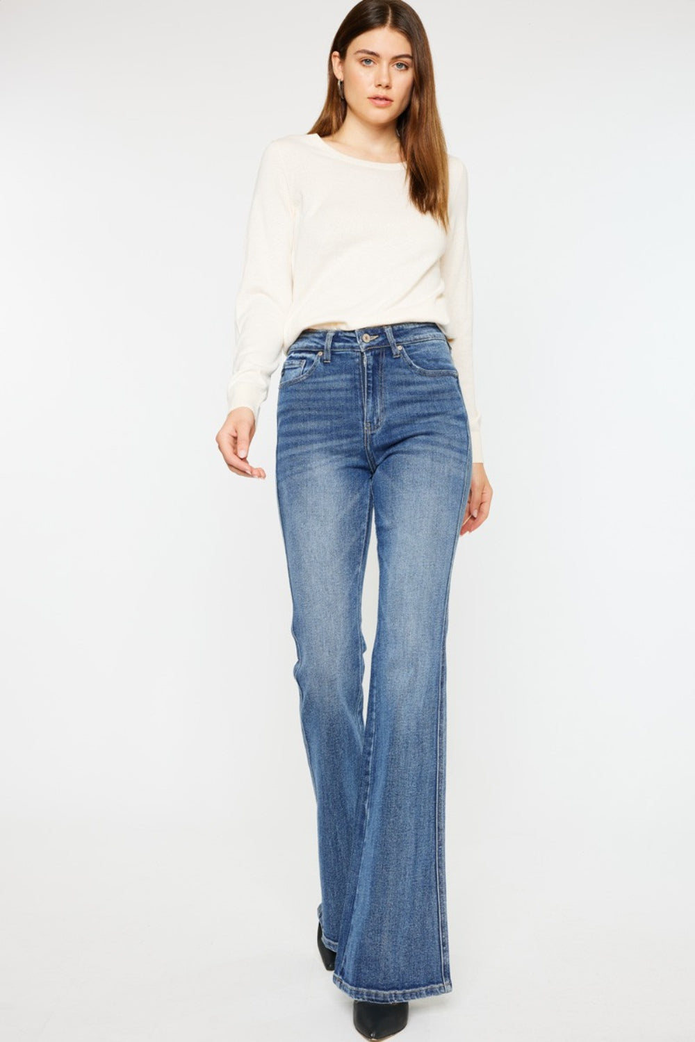 Kancan Cat's Whiskers High Waist Flare Jeans-bottoms-Trendsi-JipsiJunk