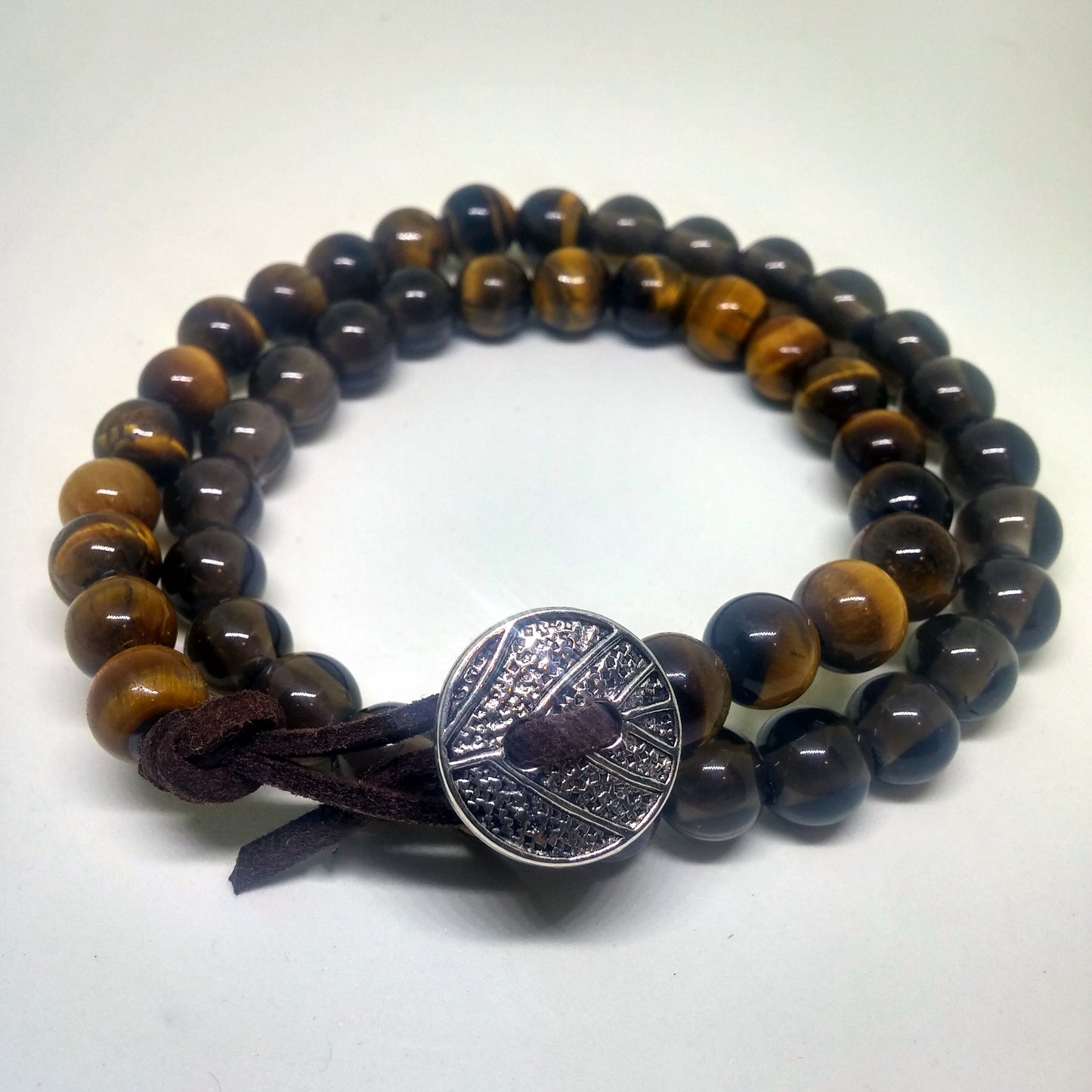 SMOKY QUARTZ AND YELLOW TIGEREYE GEMSTONE WRAP BRACELET-BRACELETS-Jipsi Junk-JipsiJunk