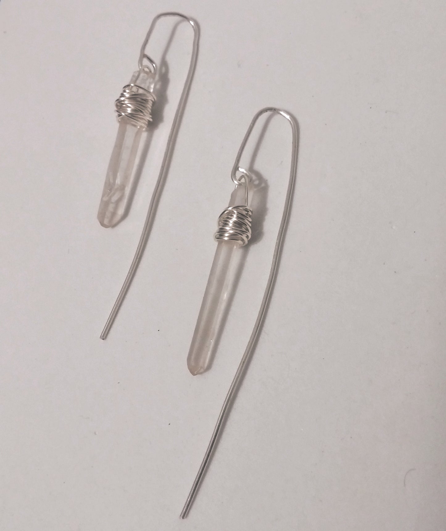 HANDMADE QUARTZ CRYSTAL EARRINGS WITH ELEGANT OVERSIZED FRENCH EAR WIRES-EARRINGS-Jipsi Junk-JipsiJunk
