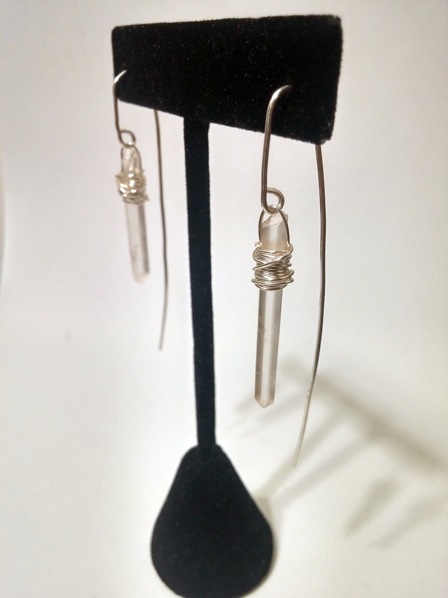 HANDMADE QUARTZ CRYSTAL EARRINGS WITH ELEGANT OVERSIZED FRENCH EAR WIRES-EARRINGS-Jipsi Junk-JipsiJunk