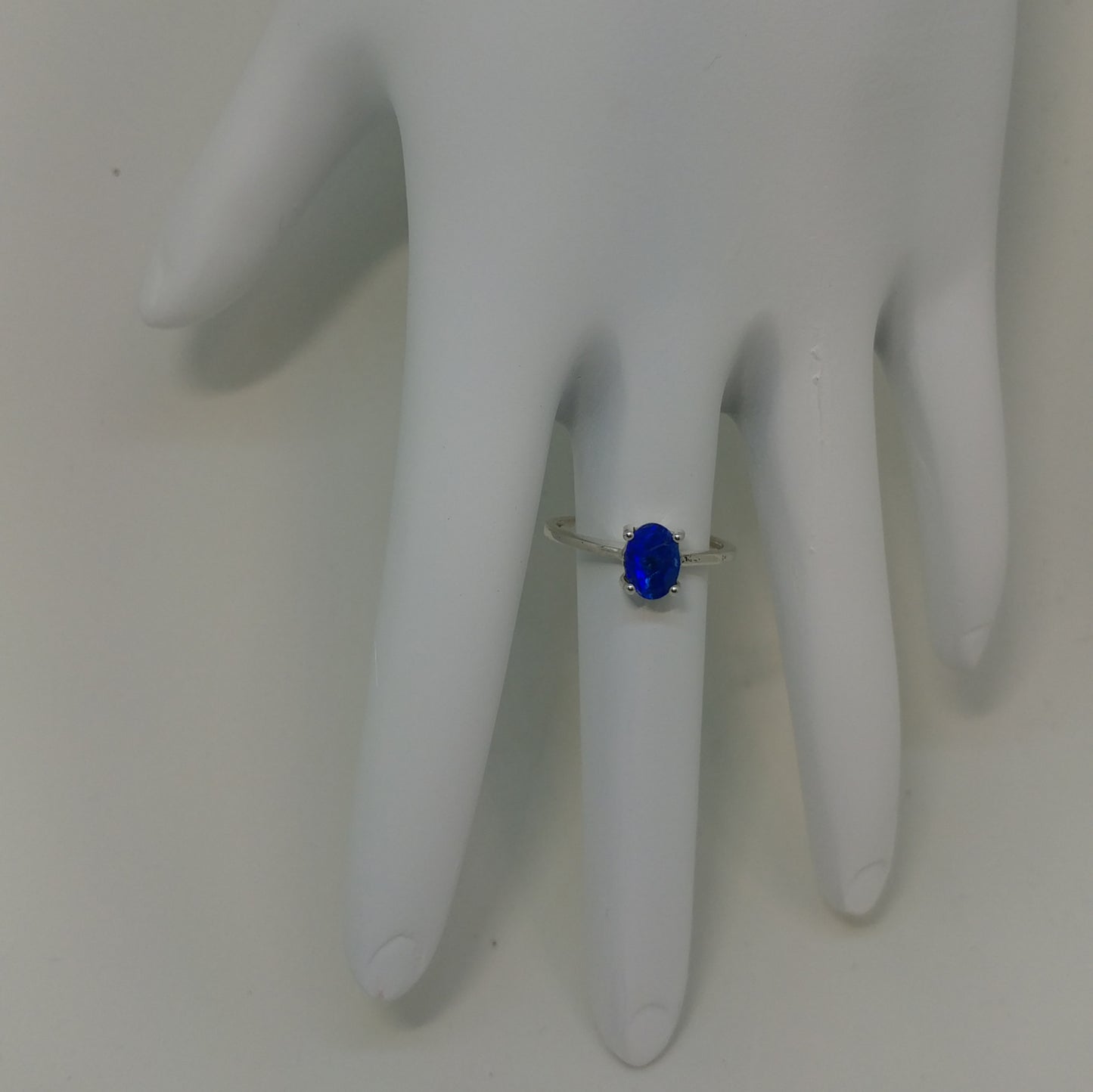PRONG SET BLUE OPAL GEMSTONE RING IN STERLING SILVER-RINGS-Jipsi Junk-JipsiJunk
