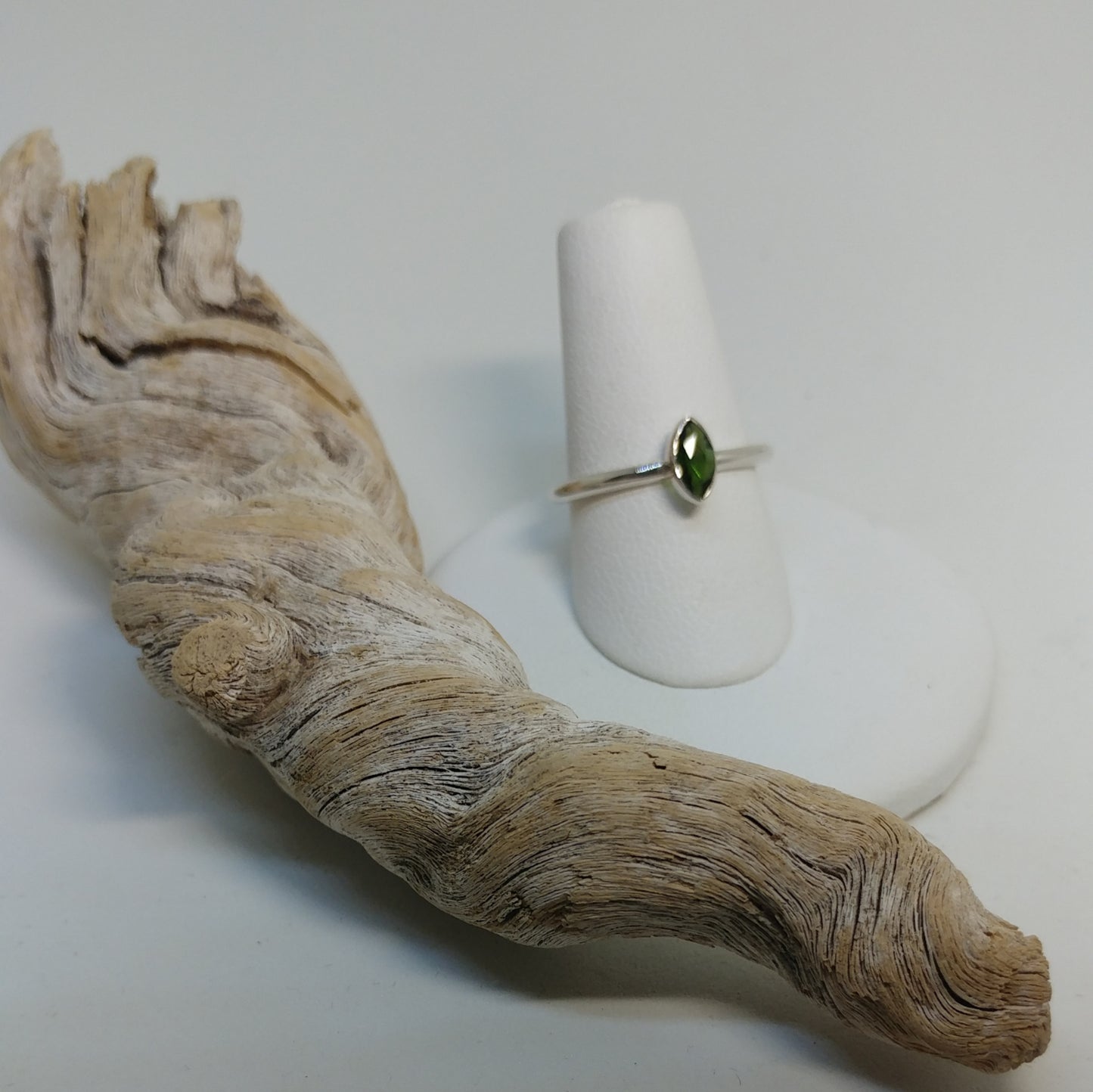 MARQUISE CHROME TOURMALINE TINY GEM RING IN STERLING SILVER-RINGS-Jipsi Junk-JipsiJunk