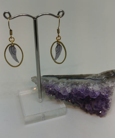 MIXED METAL DAINTY DARK ANGEL EARRINGS-EARRINGS-Jipsi Junk-JipsiJunk