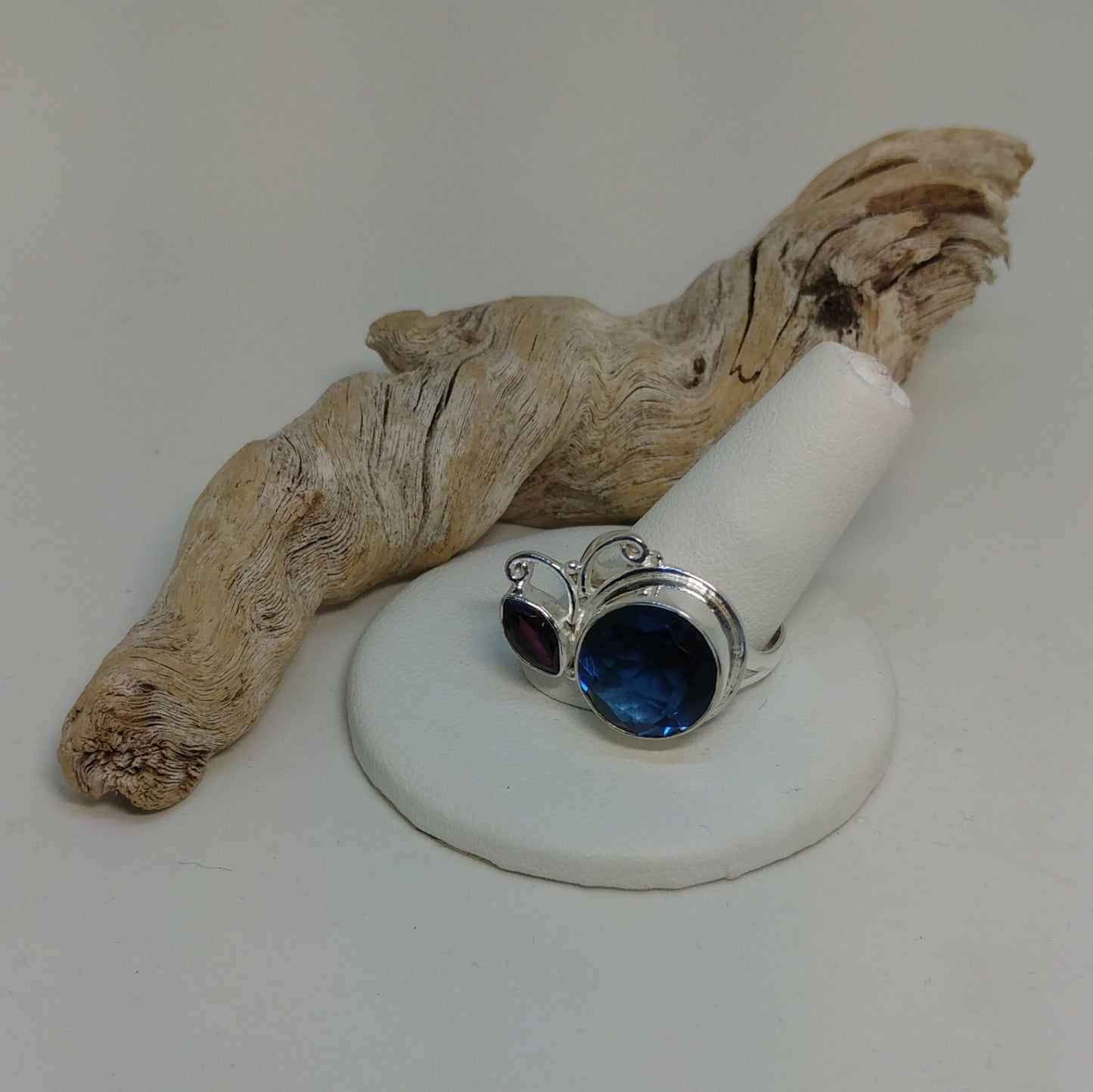 IOLITE AND GARNET GEMSTONE RING IN STERLING SILVER-RINGS-JipsiJunk-JipsiJunk