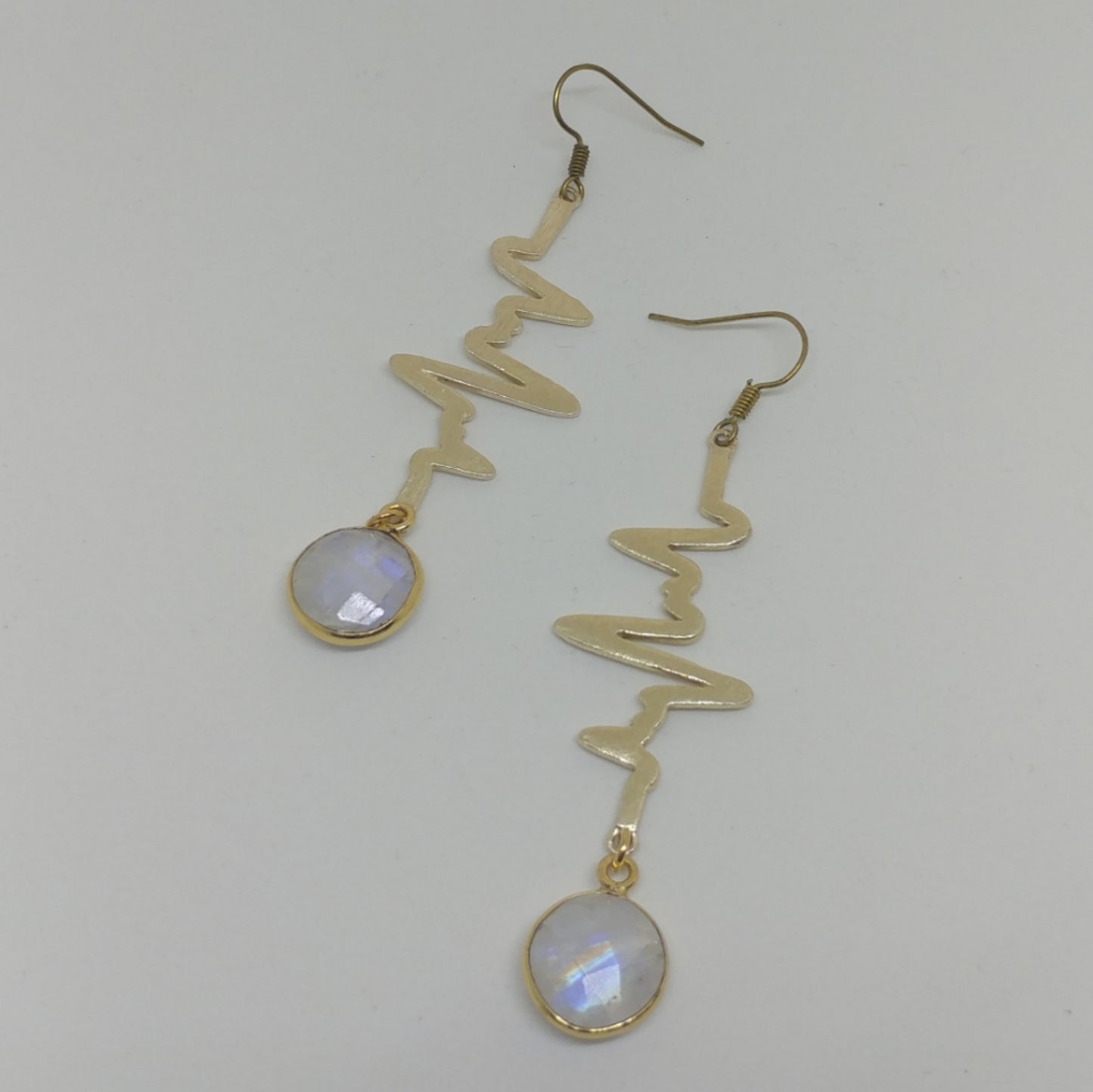 RAINBOW MOONSTONE HEARTBEAT EARRINGS-EARRINGS-Jipsi Junk-JipsiJunk