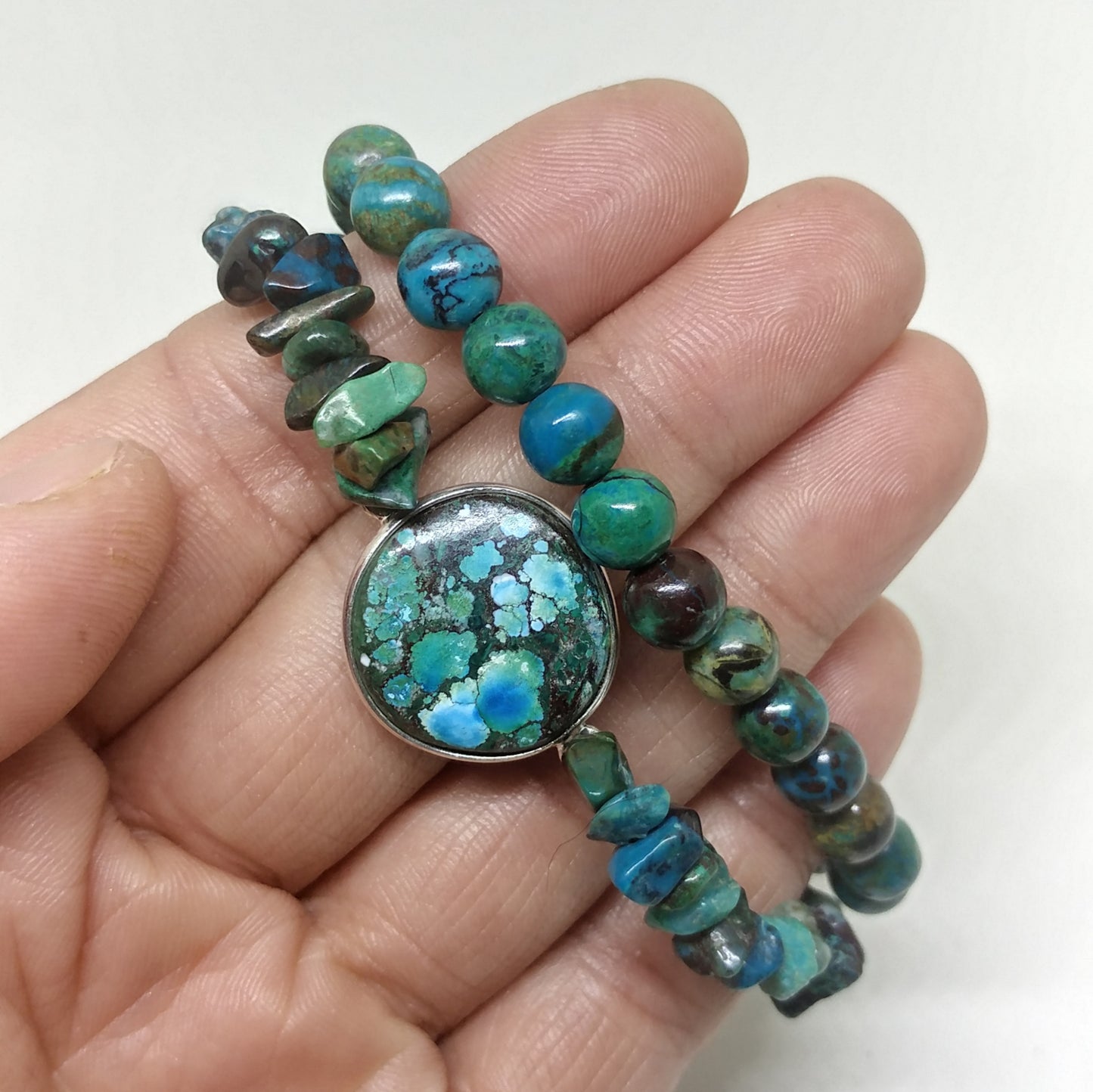 CHRYSOCOLLA AND TURQUOISE HOWLITE STACKING BRACELET SET-BRACELETS-JipsiJunk-JipsiJunk