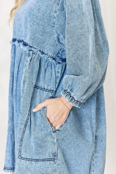 HEYSON Full Size Oversized Denim Babydoll Dress-Trendsi-JipsiJunk