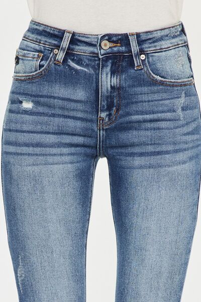 Kancan High Waist Distressed Raw Hem Ankle Skinny Jeans-Trendsi-JipsiJunk