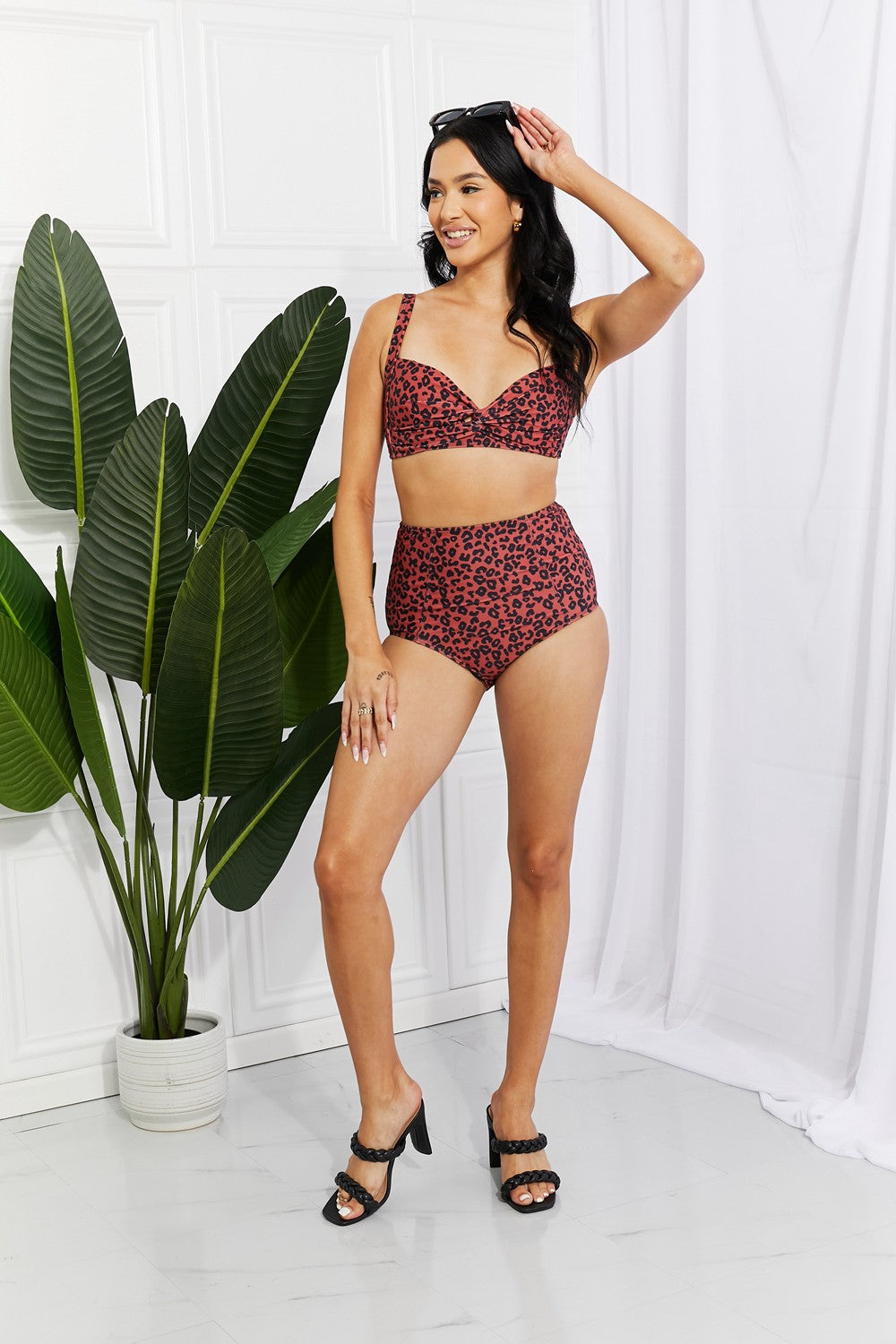 Marina West Swim Take A Dip Twist High-Rise Bikini in Ochre-Swimwear-Trendsi-JipsiJunk