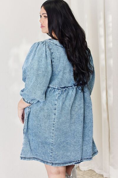 HEYSON Full Size Oversized Denim Babydoll Dress-Trendsi-JipsiJunk
