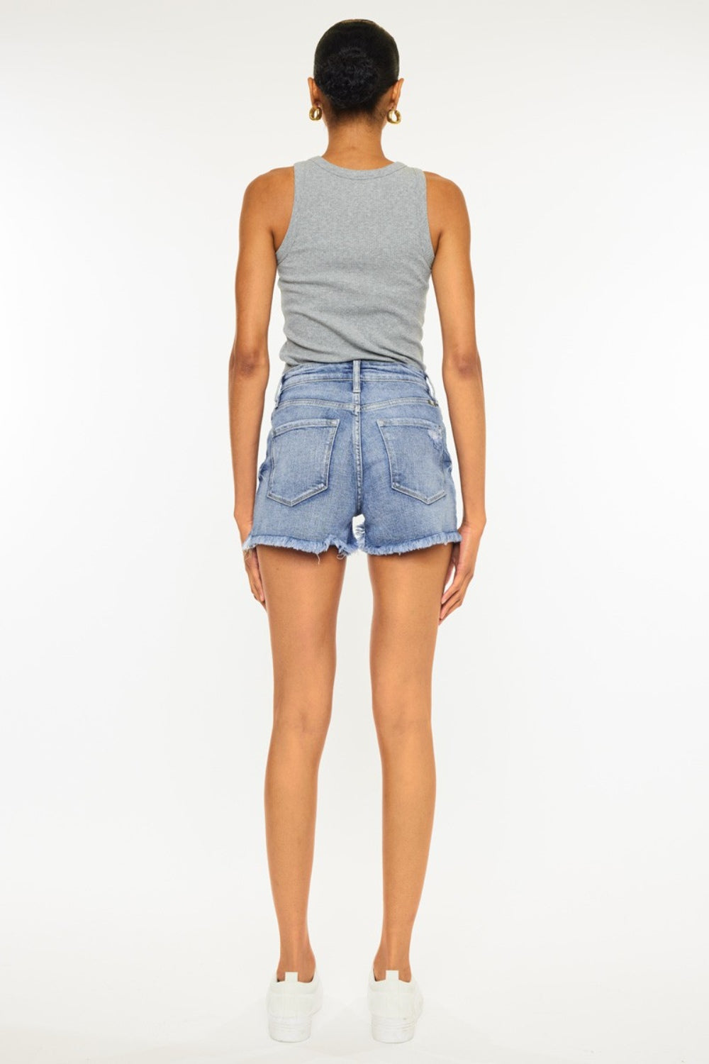 Kancan Distressed Raw Hem Denim Shorts-bottoms-Trendsi-JipsiJunk