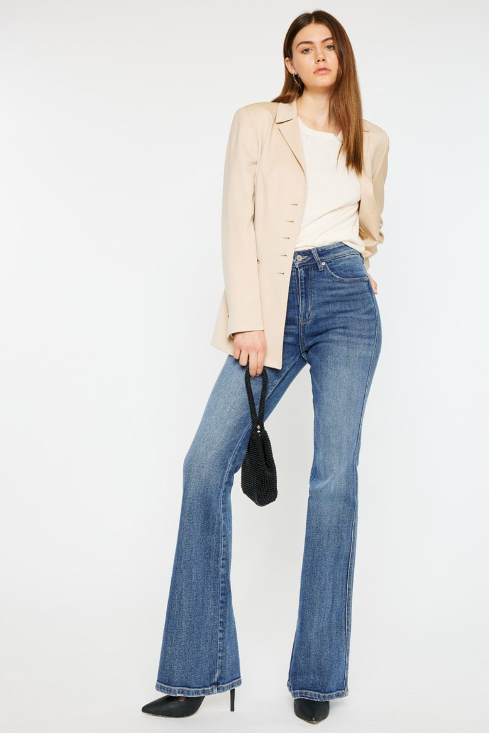 Kancan Cat's Whiskers High Waist Flare Jeans-bottoms-Trendsi-JipsiJunk