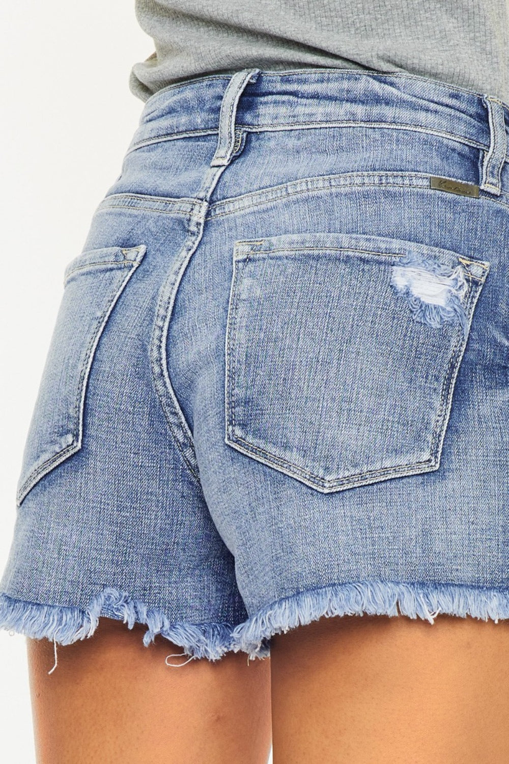 Kancan Distressed Raw Hem Denim Shorts-bottoms-Trendsi-JipsiJunk