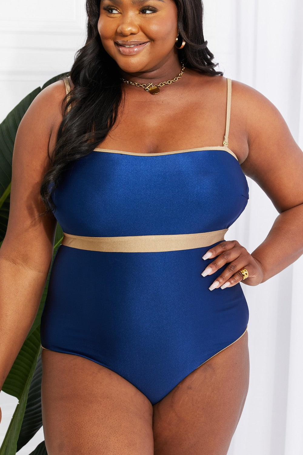 Marina West Swim Wave Break Contrast Trim One-Piece-Swimwear-Trendsi-JipsiJunk