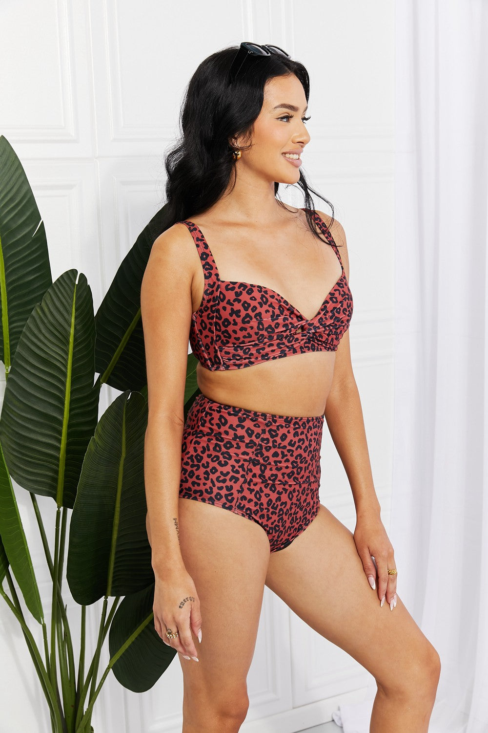 Marina West Swim Take A Dip Twist High-Rise Bikini in Ochre-Swimwear-Trendsi-JipsiJunk