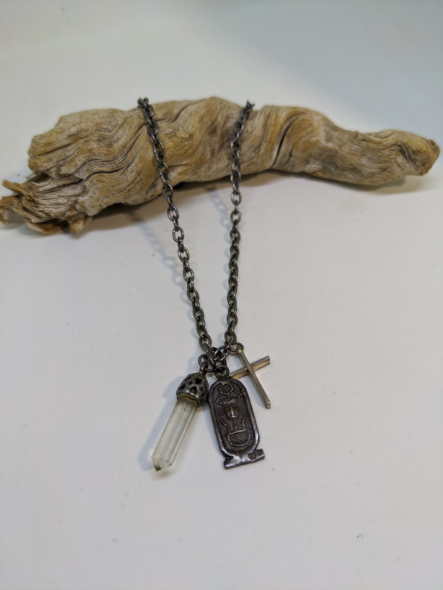 VINTAGE SILVER AMULET NECKLACE-NECKLACES-JipsiJunk-JipsiJunk