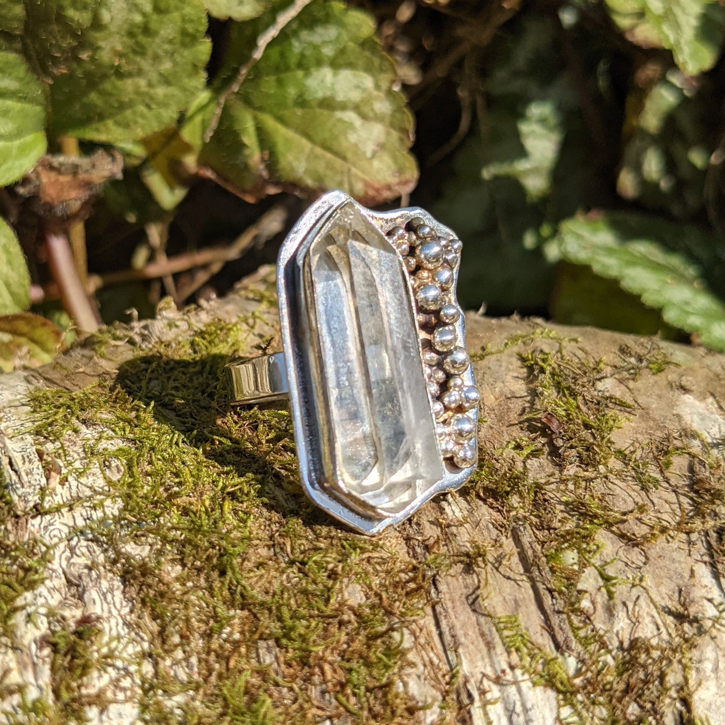 QUARTZ POINT AND BUBBLE RING IN STERLING SILVER-RINGS-Jipsi Junk-JipsiJunk