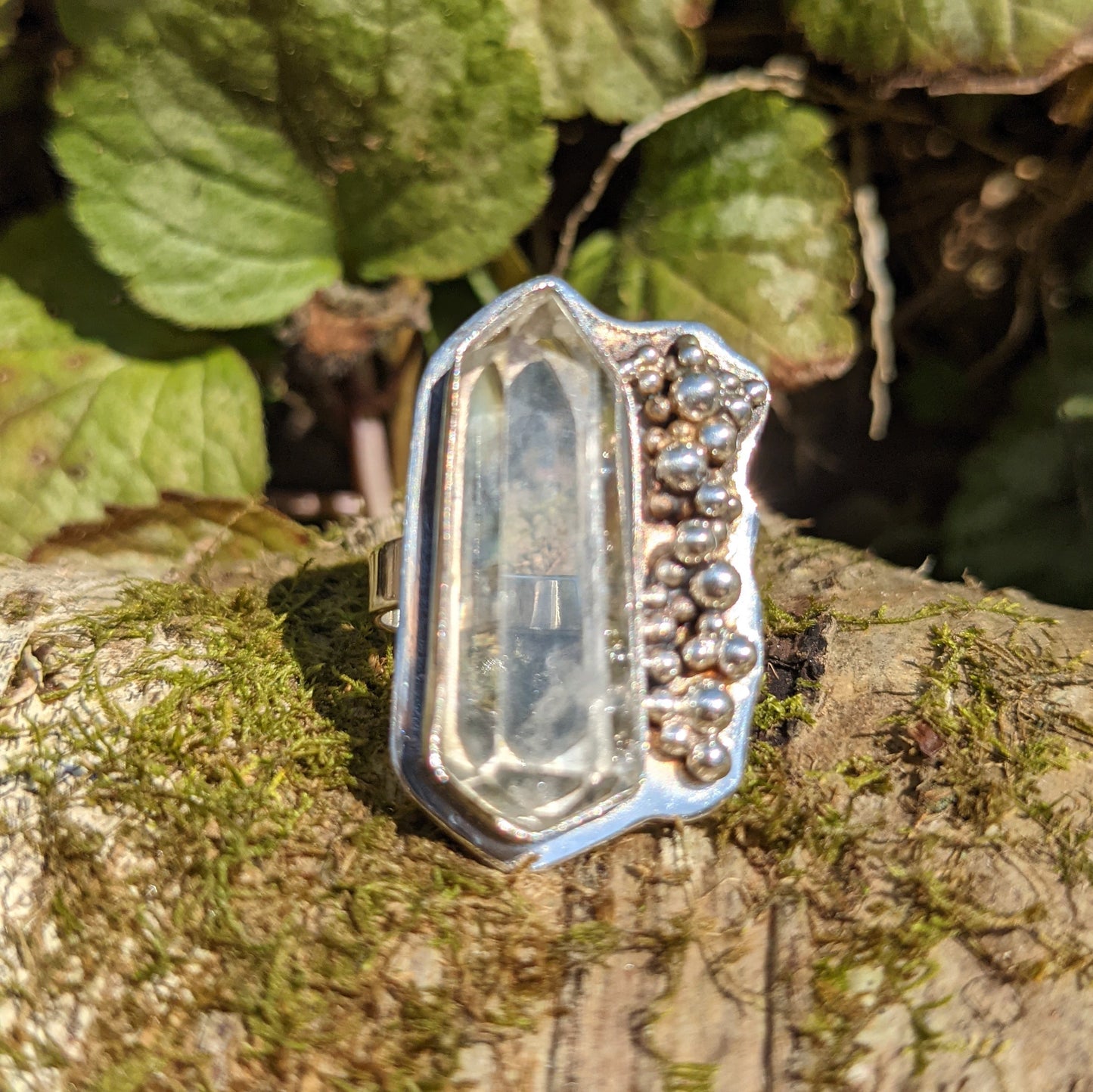 QUARTZ POINT AND BUBBLE RING IN STERLING SILVER-RINGS-Jipsi Junk-JipsiJunk