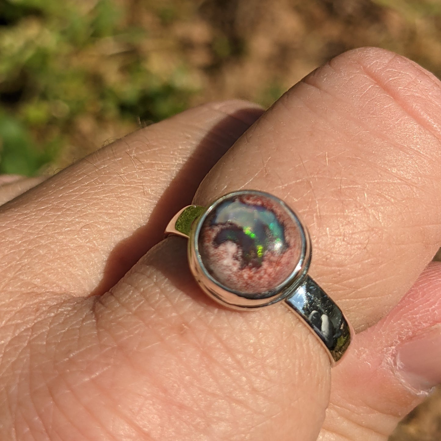 FLASHY FIRE OPAL RING IN STERLING SILVER-RING-Jipsi Junk-JipsiJunk
