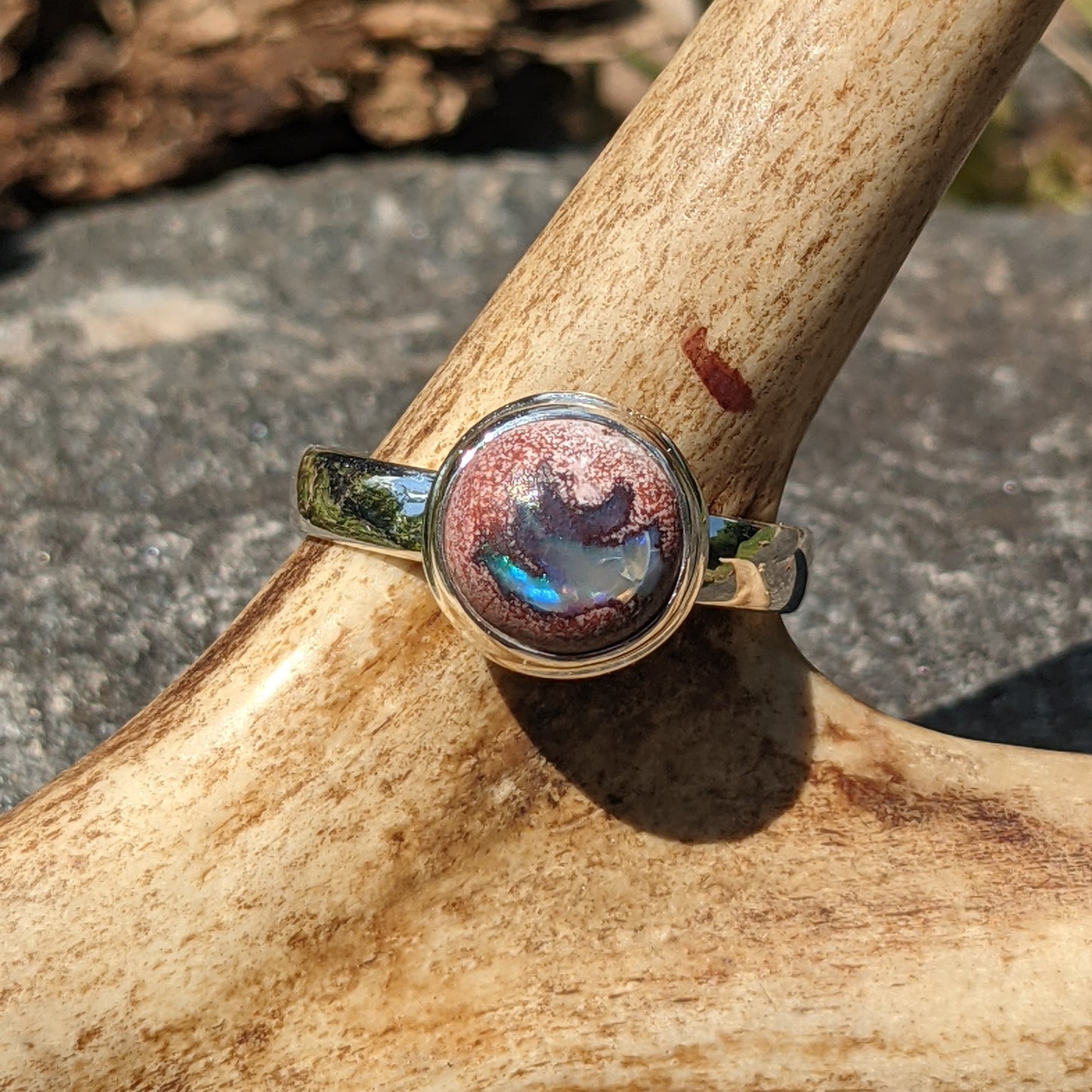 FLASHY FIRE OPAL RING IN STERLING SILVER-RING-Jipsi Junk-JipsiJunk