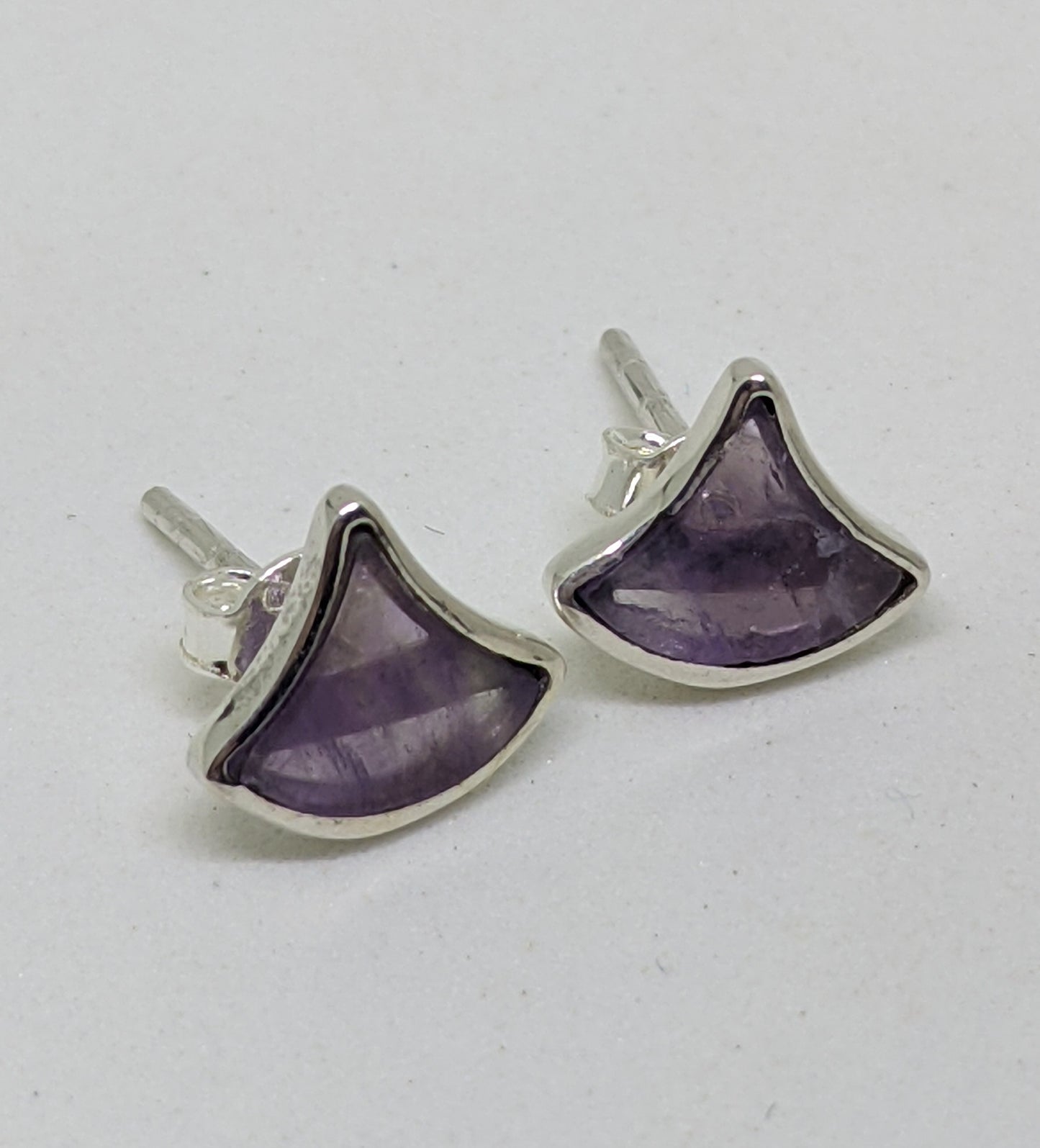 BEZELED AMETHYST FAN EARRINGS IN STERLING SILVER-EARRINGS-Jipsi Junk-JipsiJunk