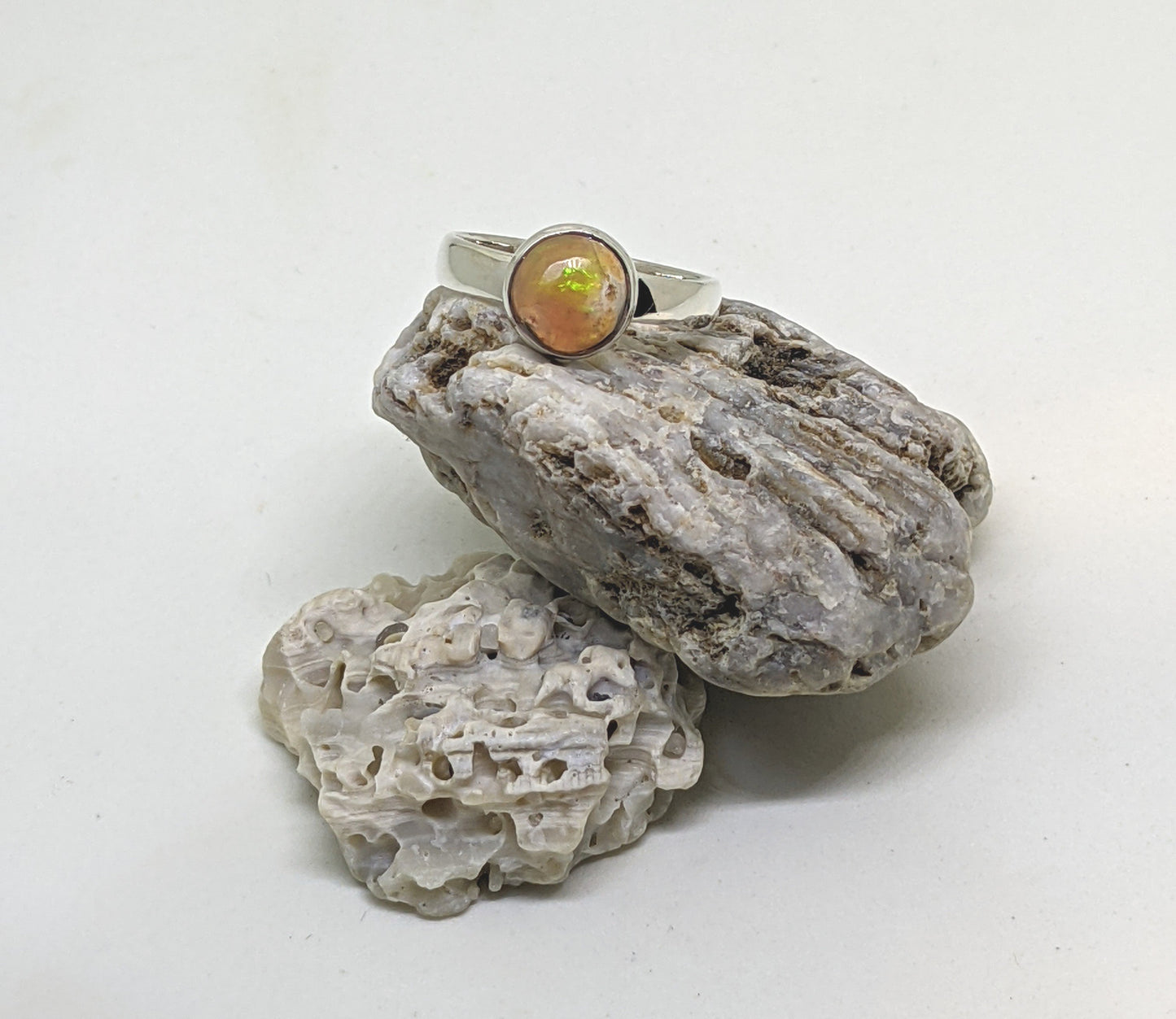 ORANGE FIRE OPAL RING IN STERLING SILVER-RINGS-Jipsi Junk-JipsiJunk