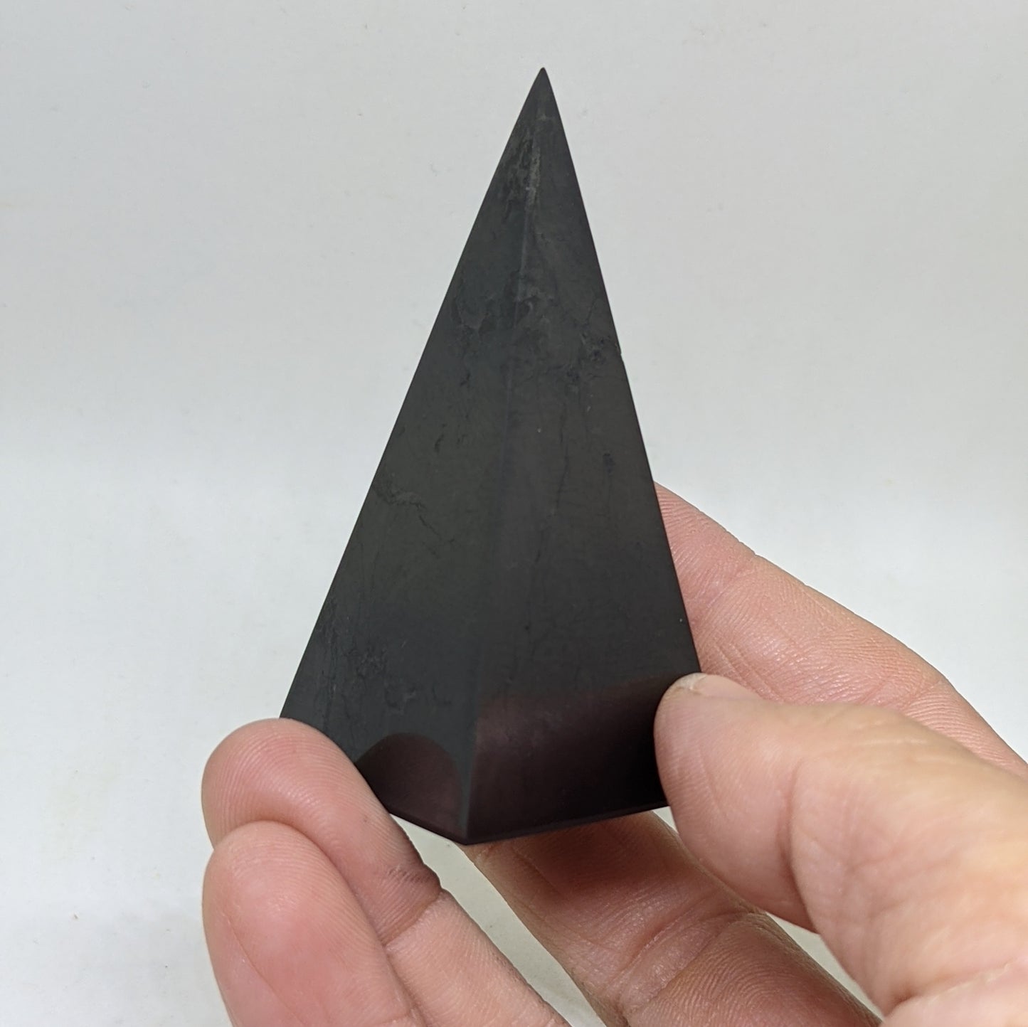 31x67mm Polished Shungite Tall Pyramid Tower-Gemstone-Jipsi Junk-JipsiJunk
