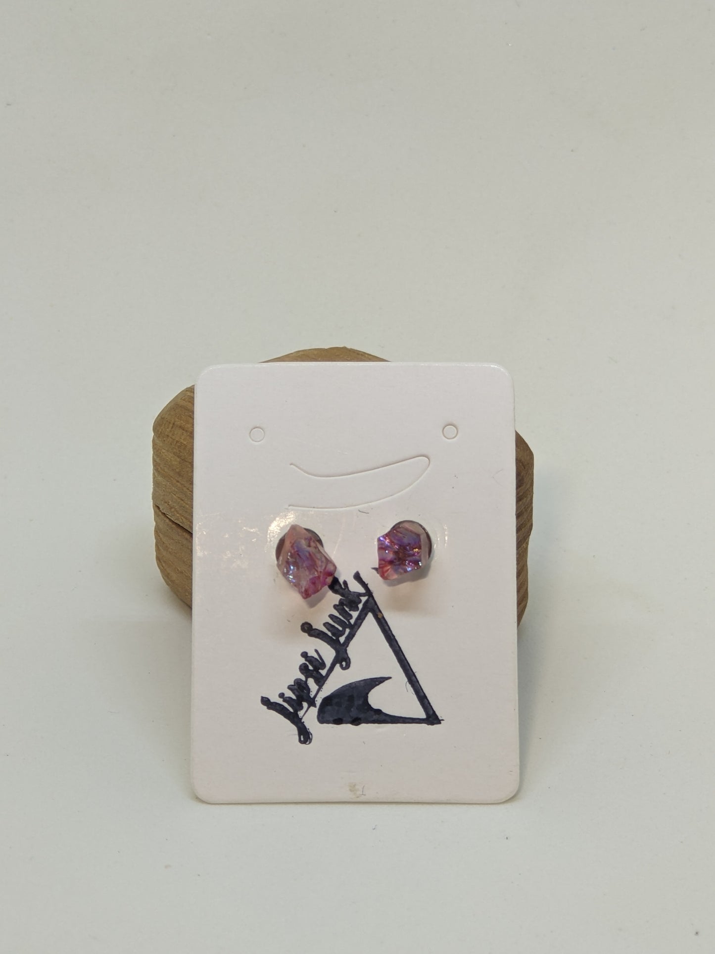 ELECTROPLATED PINK AGATE STUDS-Earrings-JipsiJunk-JipsiJunk