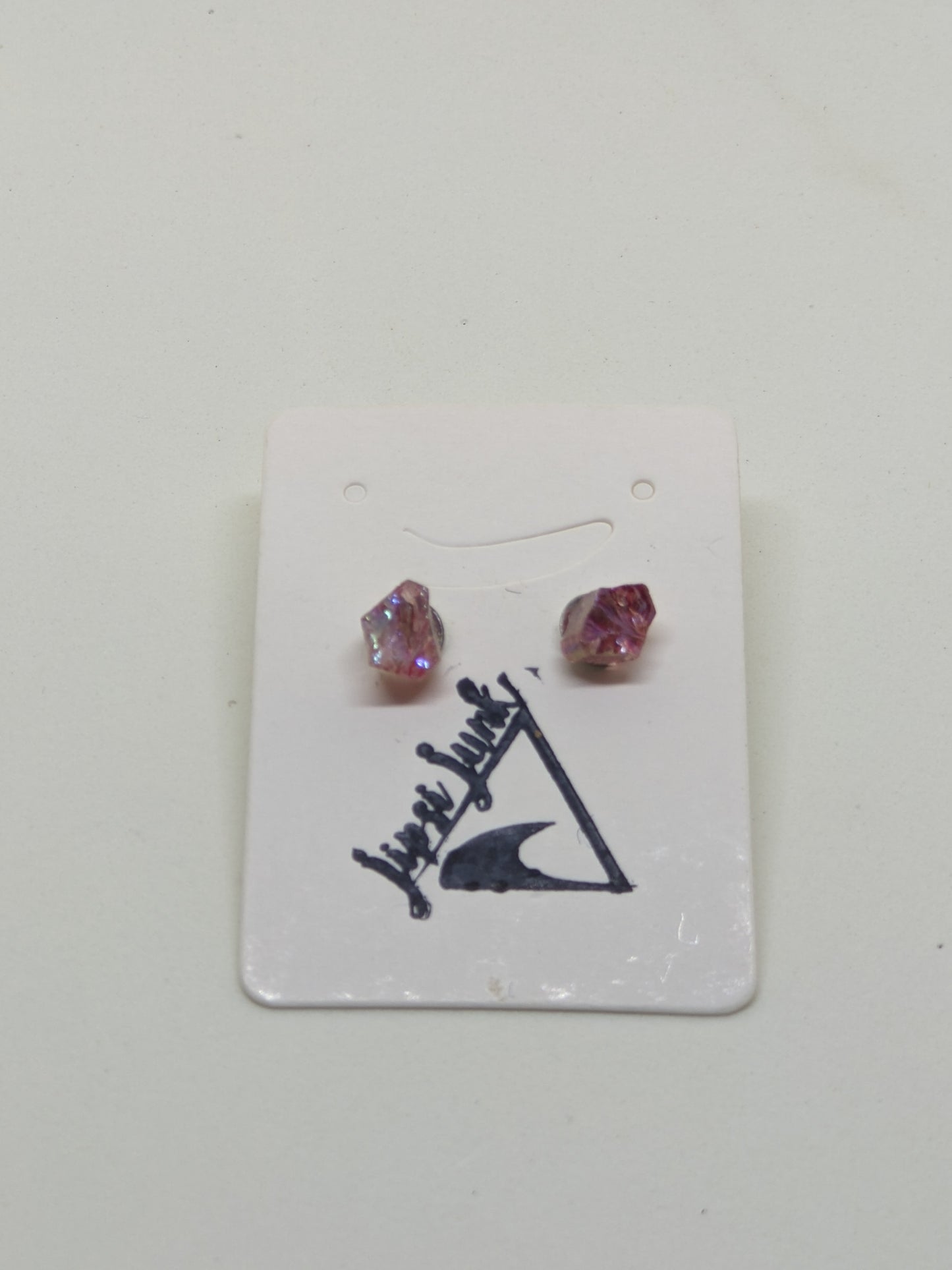 ELECTROPLATED PINK AGATE STUDS-Earrings-JipsiJunk-JipsiJunk