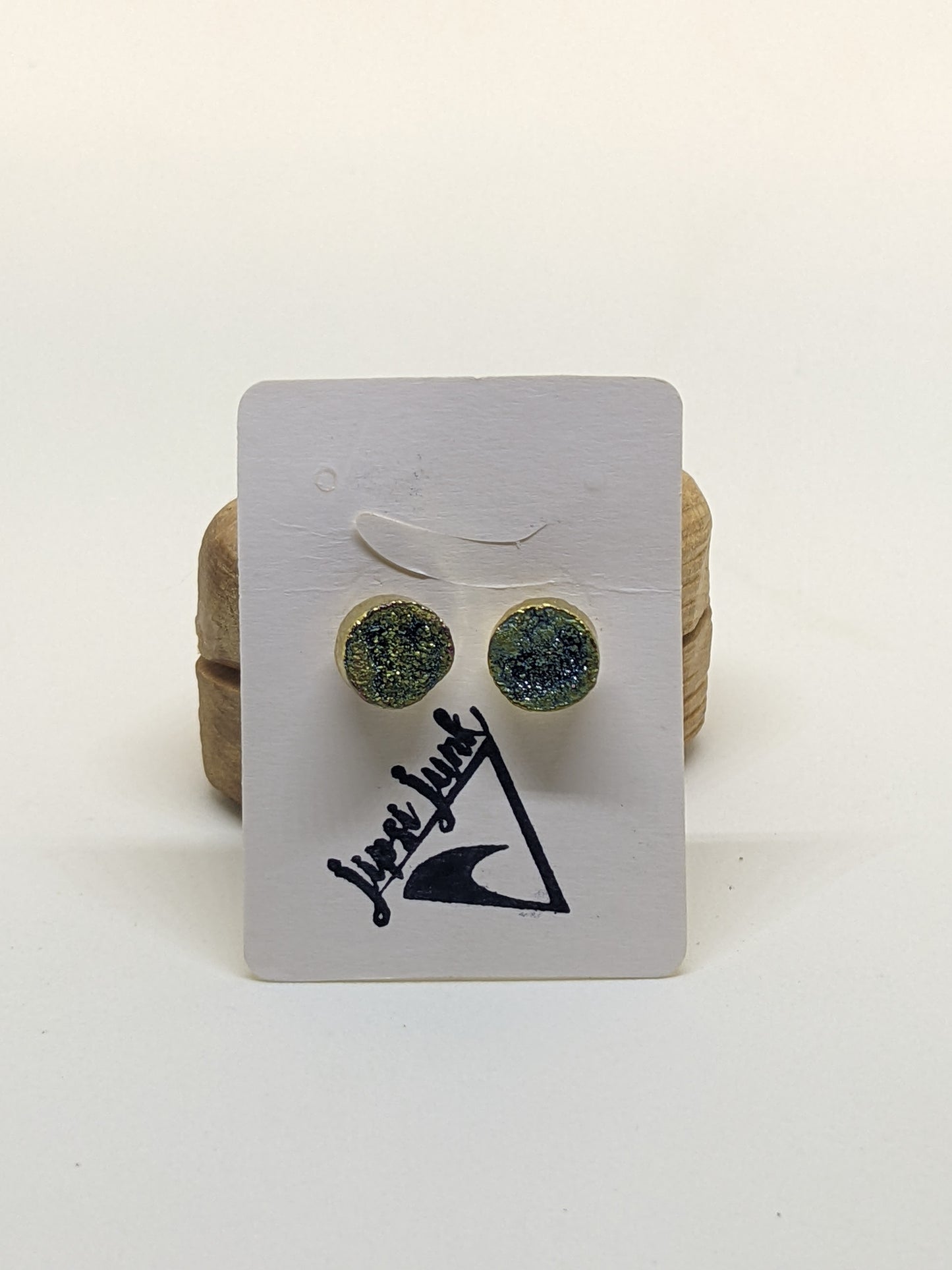 BLUE DRUZY COIN STUDS-EARRINGS-Jipsi Junk-JipsiJunk