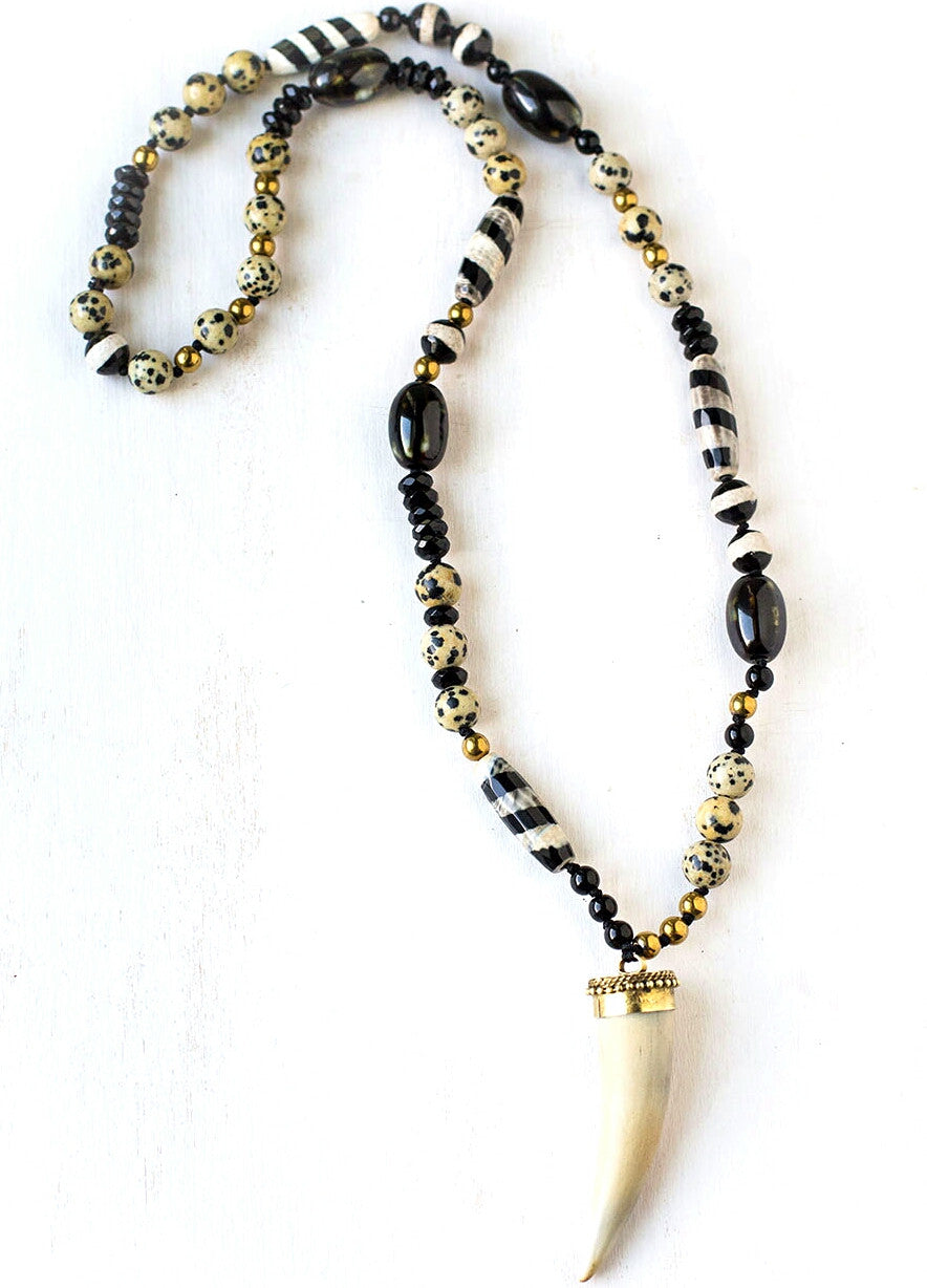 TRIBAL TIBETAN TUSK NECKLACE-NECKLACES-Jipsi Junk-JipsiJunk