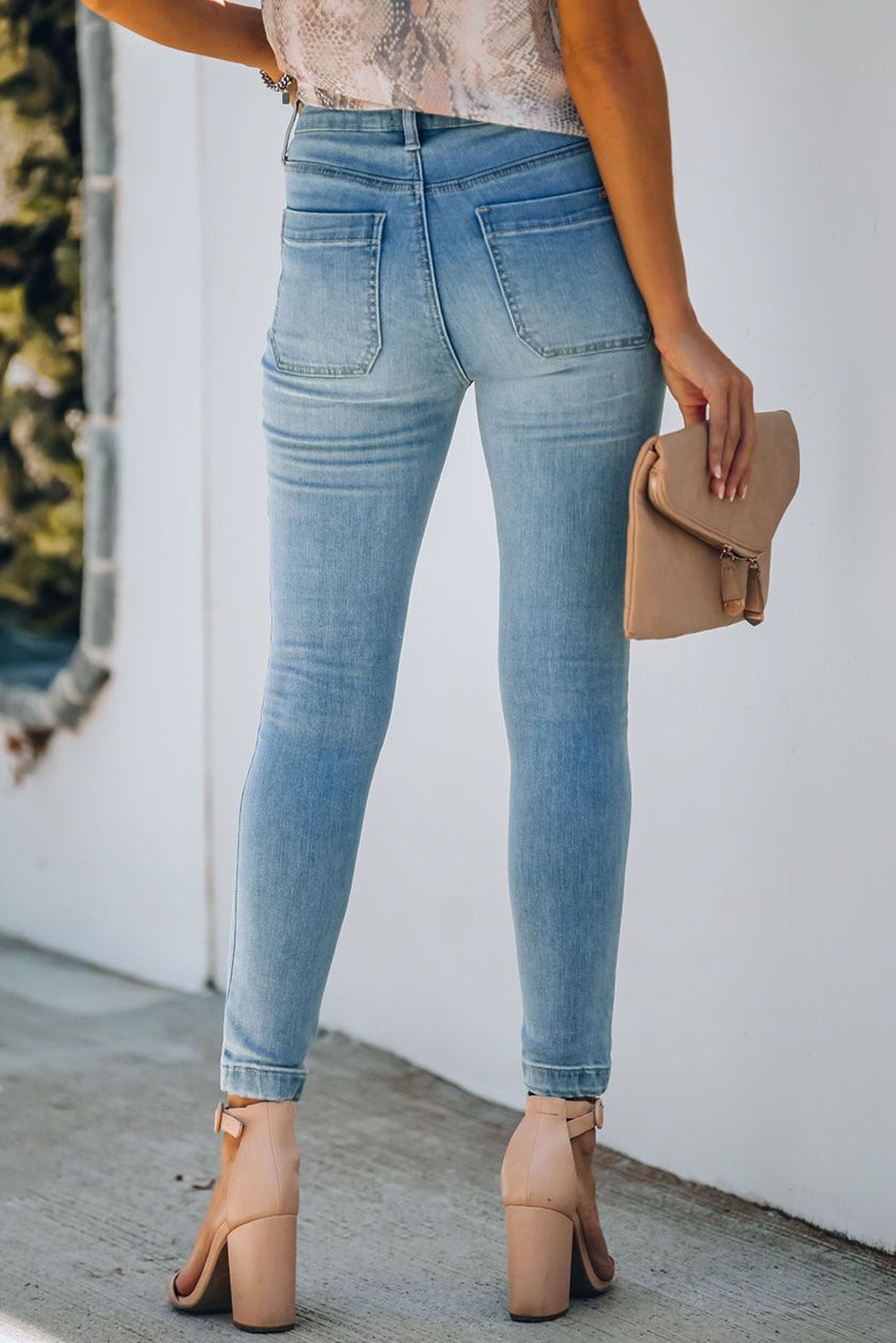 Button Fly Skinny Jeans with Pockets-bottoms-Trendsi-JipsiJunk