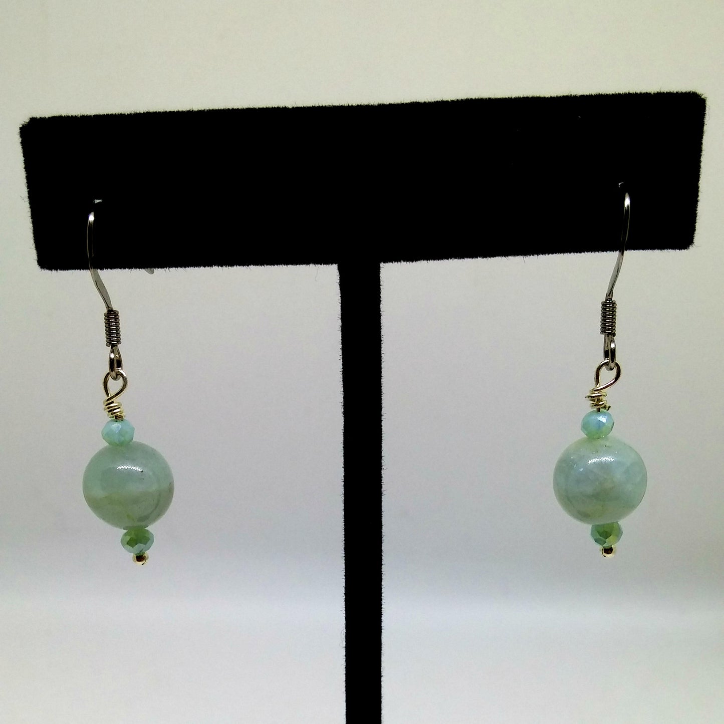 SIMPLE CRYSTAL AND AQUAMARINE DANGLE EARRINGS-EARRINGS-JipsiJunk-JipsiJunk