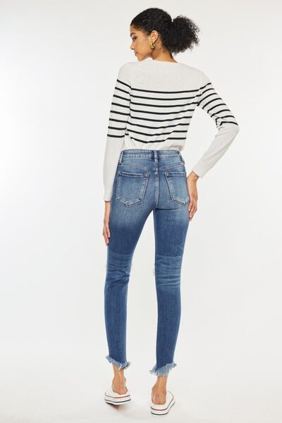 Kancan High Waist Distressed Raw Hem Ankle Skinny Jeans-Trendsi-JipsiJunk