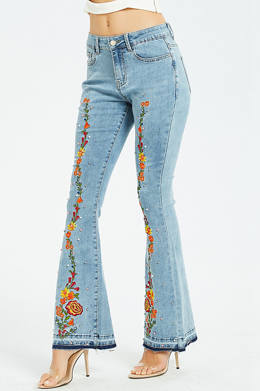 Full Size Flower Embroidery Wide Leg Jeans-bottoms-Trendsi-JipsiJunk