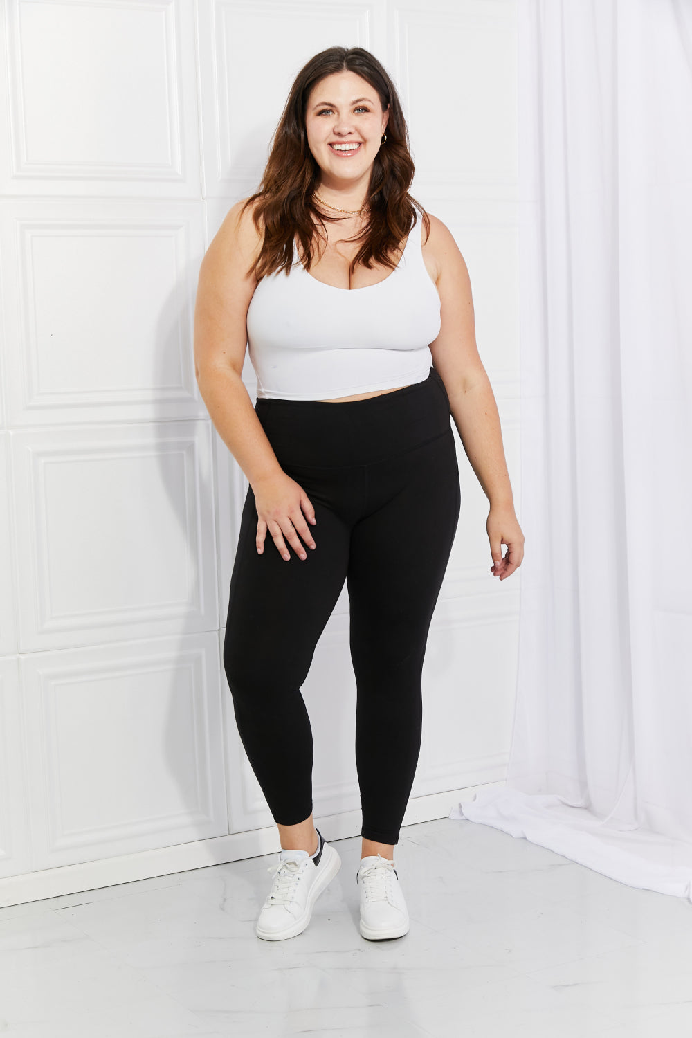 Leggings Depot Full Size Strengthen and Lengthen Reflective Dot Active Leggings-gym-Trendsi-JipsiJunk