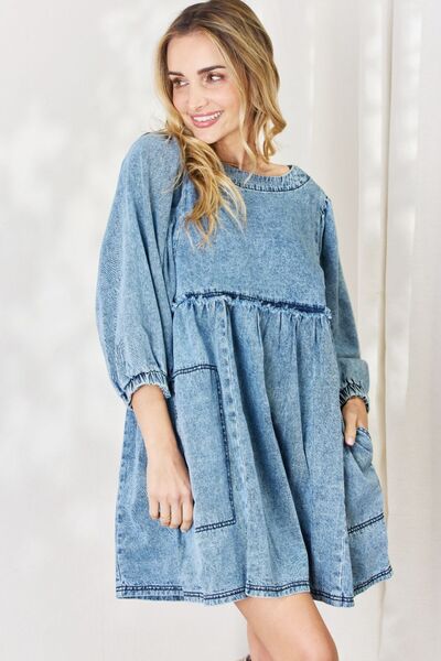 HEYSON Full Size Oversized Denim Babydoll Dress-Trendsi-JipsiJunk