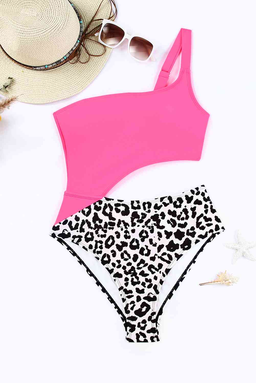 Leopard Cutout One-Shoulder One-Piece Swimsuit-Swimwear-Trendsi-JipsiJunk