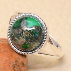 NATURAL GREEN COPPER TURQUOISE RING IN STERLING SILVER-RINGS-JipsiJunk-JipsiJunk