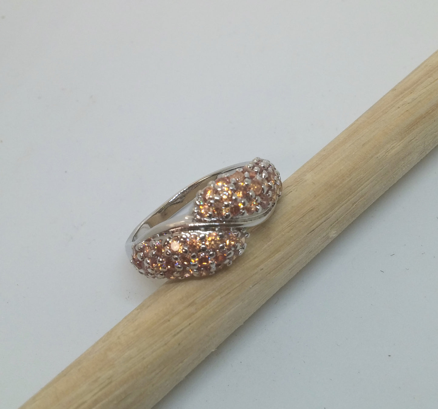 CHAMPAGNE MORGANITE COCKTAIL RING IN STERLING SILVER-RINGS-JipsiJunk-JipsiJunk