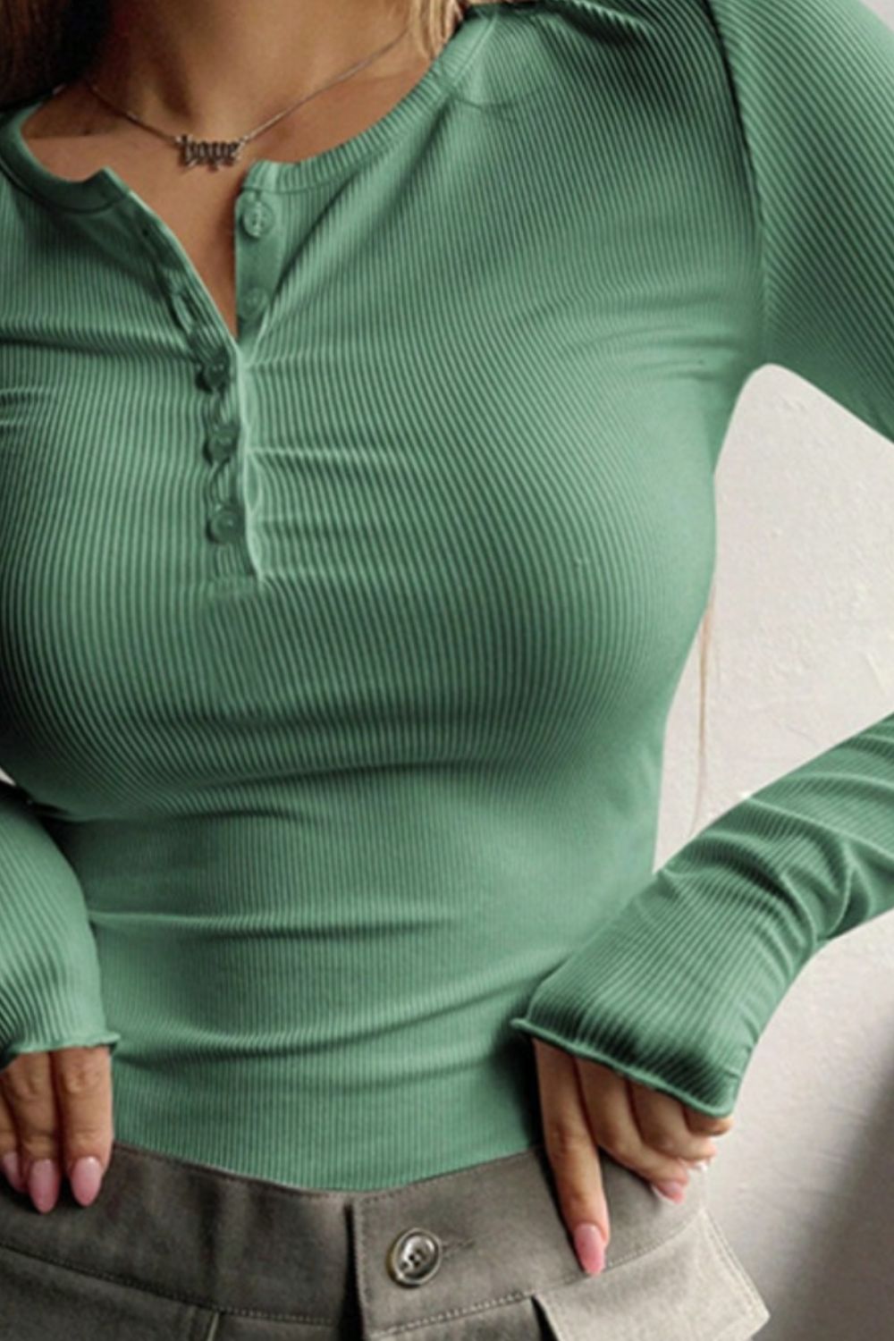 Half Button Long Sleeve T-Shirt-Trendsi-JipsiJunk