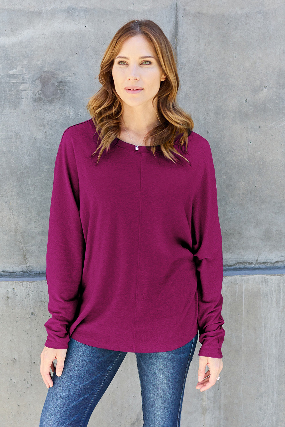 Double Take Full Size Round Neck Long Sleeve T-Shirt-Trendsi-JipsiJunk