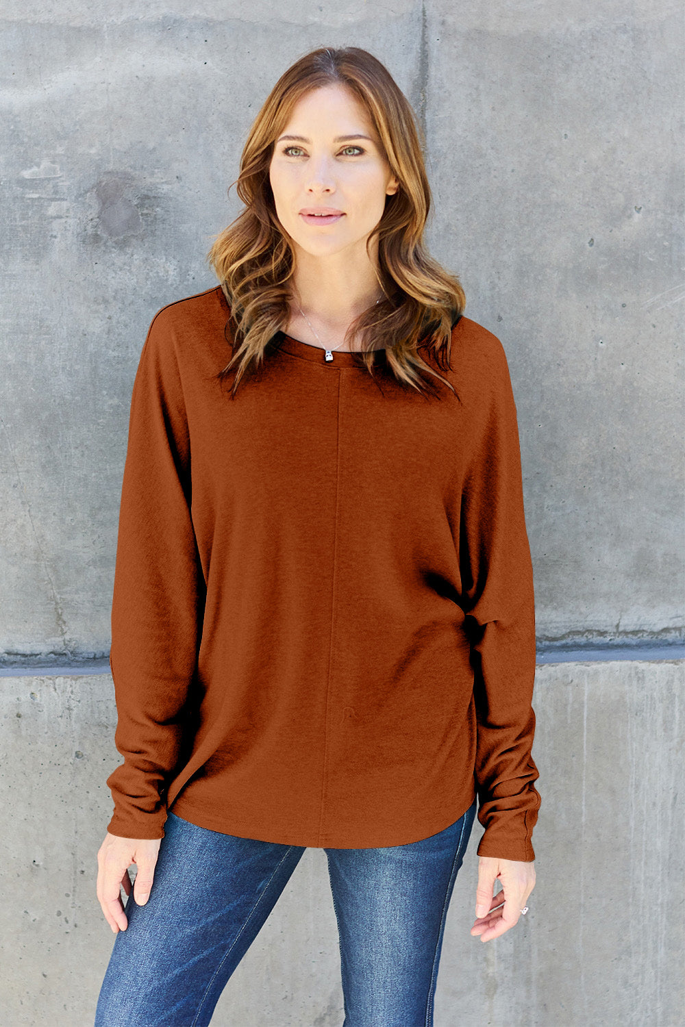 Double Take Full Size Round Neck Long Sleeve T-Shirt-Trendsi-JipsiJunk