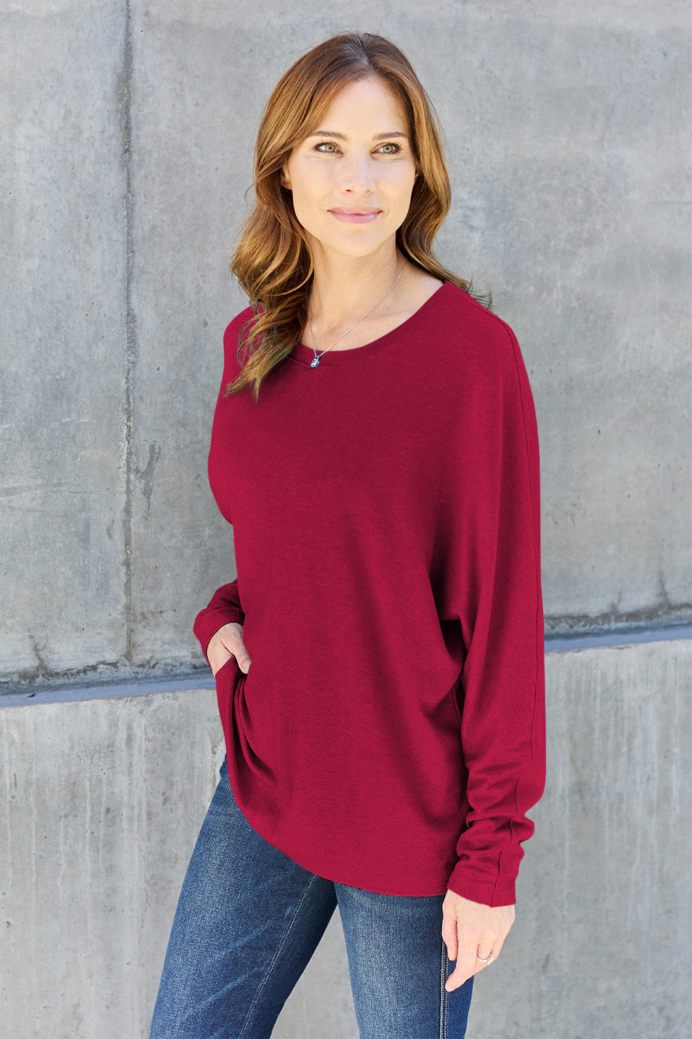 Double Take Full Size Round Neck Long Sleeve T-Shirt-Trendsi-JipsiJunk